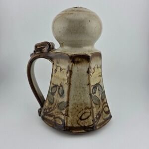 Vintage Ceramic Salt Pepper Shaker Mug Handle Floral Design Handcrafted